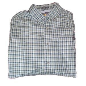 Eddie Bauer Sz M Mens Shirt Button Up Green Check Plaid‎ Relaxed Fit Preppy